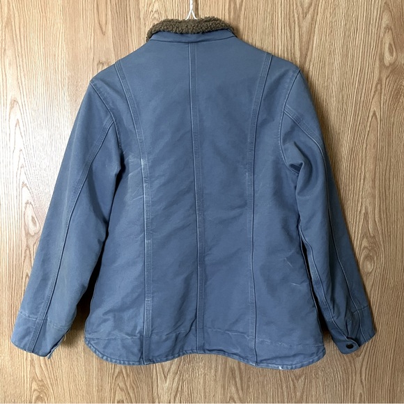 *Rare Carhartt Light Blue Sandstone Canvas Sherpa Coat - Picture 2 of 10